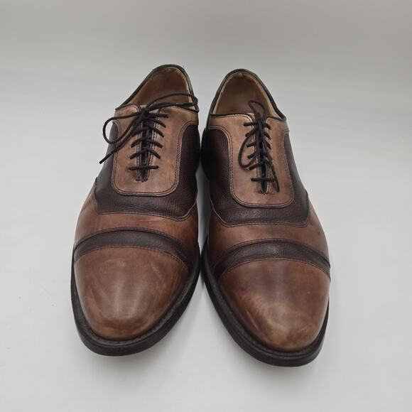 Allen Edmonds Winhall Two Tone Brown Leather Cap Toe Oxfords Size 12 D Lace Up - Picture 2 of 8